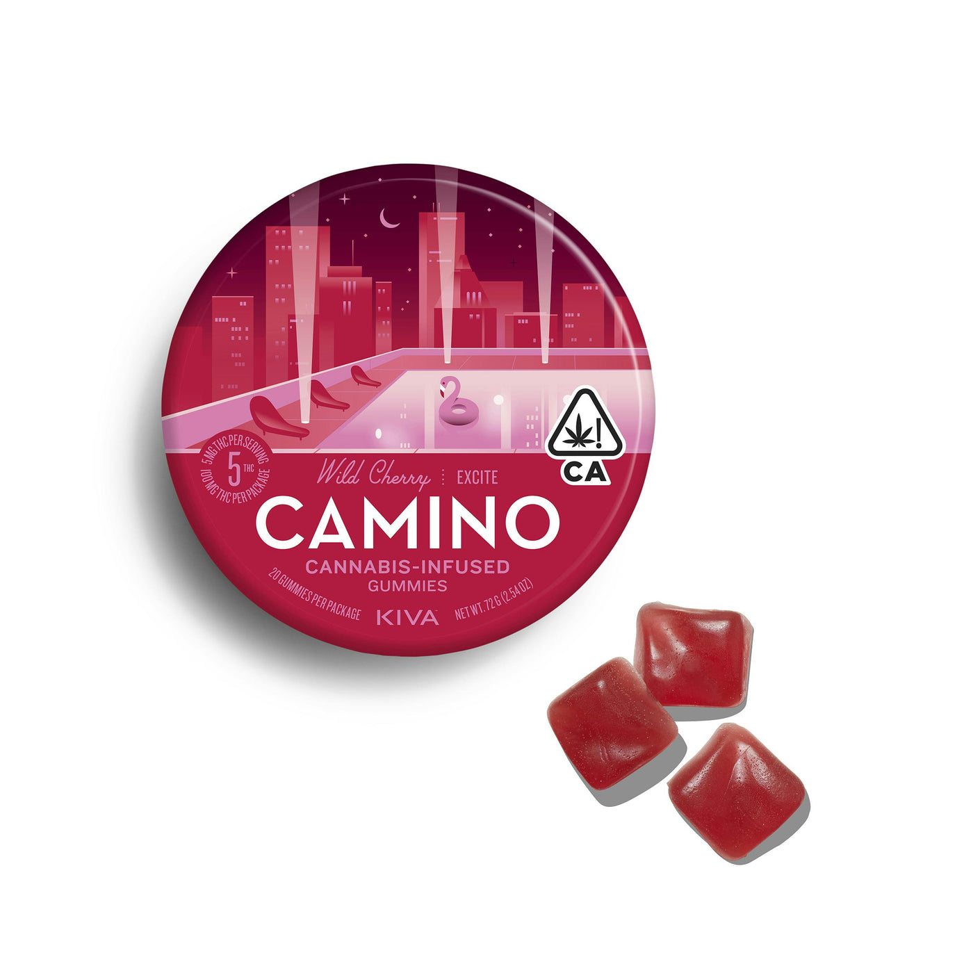 Camino Wild Cherry "Excite" Gummies (Kiva Confections)