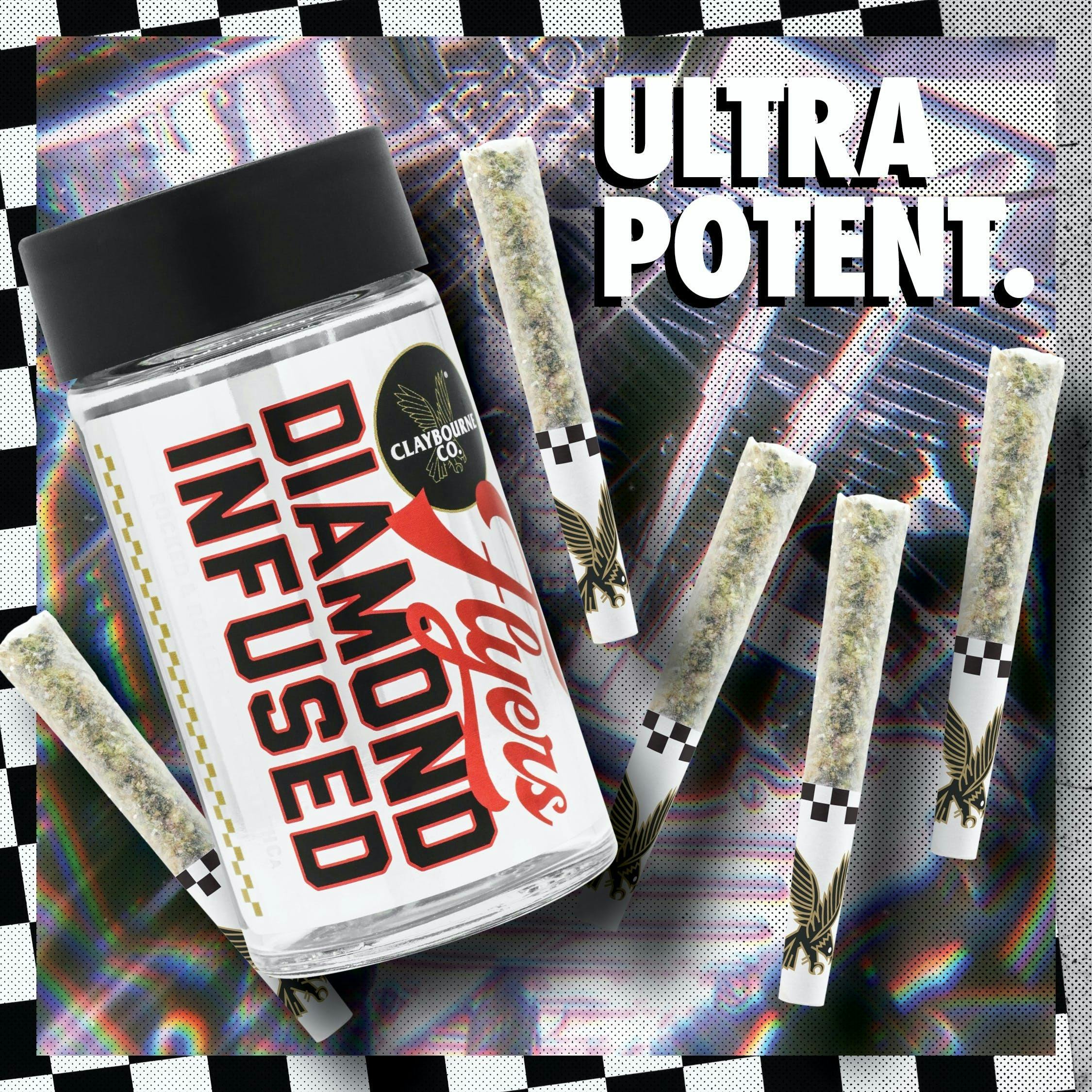 Lemon Drop Top Diamond Infused Flyers Pre-Rolls 5pk2.5g (Claybourne Co.)