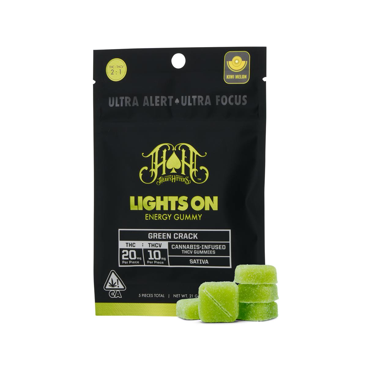 Green Crack: Sativa Lights On THCV Energy Gummies 10pk (Heavy Hitters)