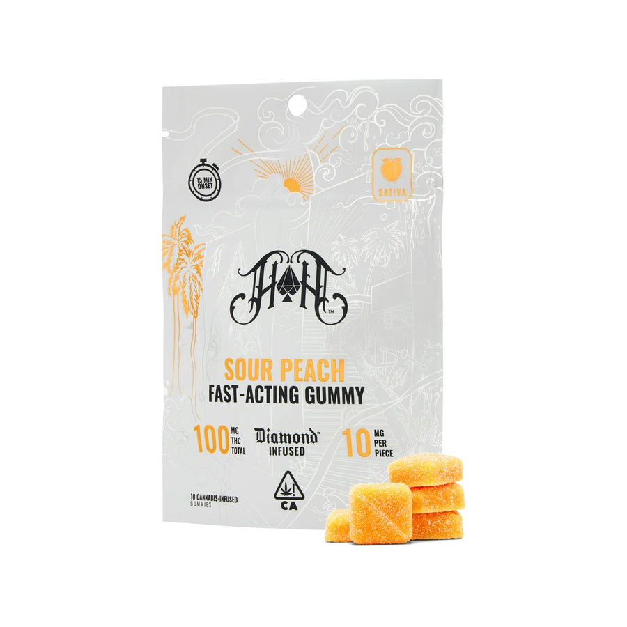 Sour Peach: Sativa Fast-Acting Gummies 10pk 100mg THC (Heavy Hitters)