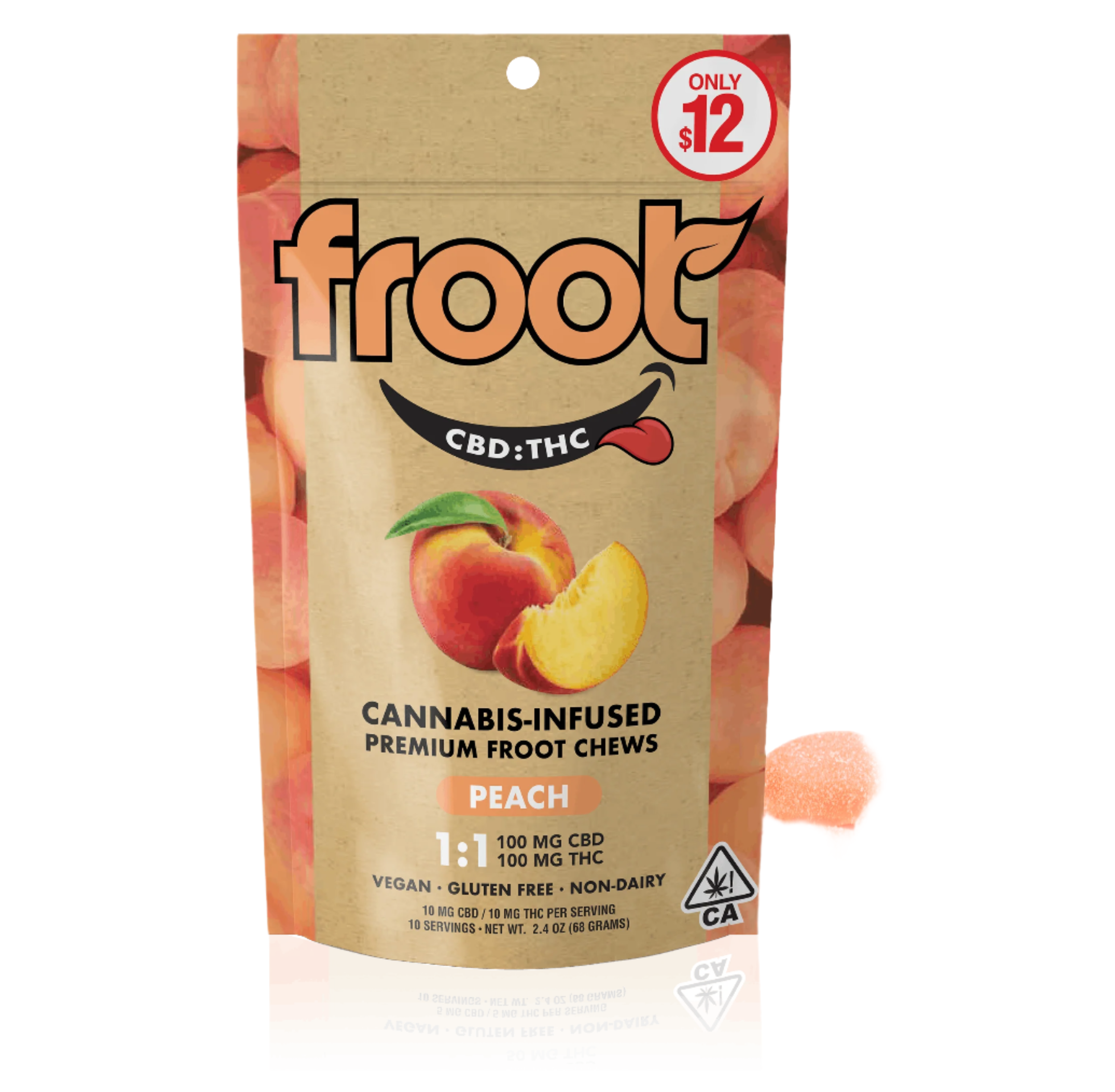 Peach 1:1 CBD:THC Gummies  (Froot)