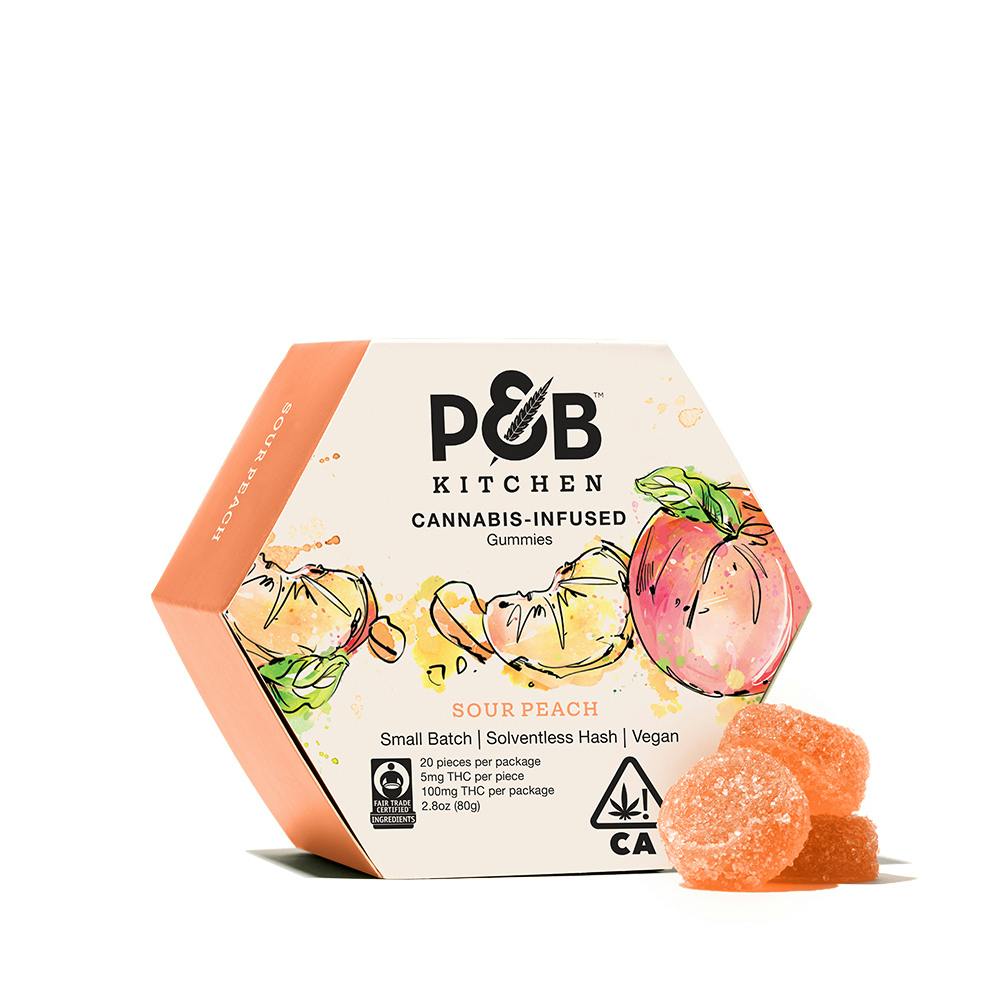 Sour Peach Solventless Hash Gummies (Papa & Barkley)