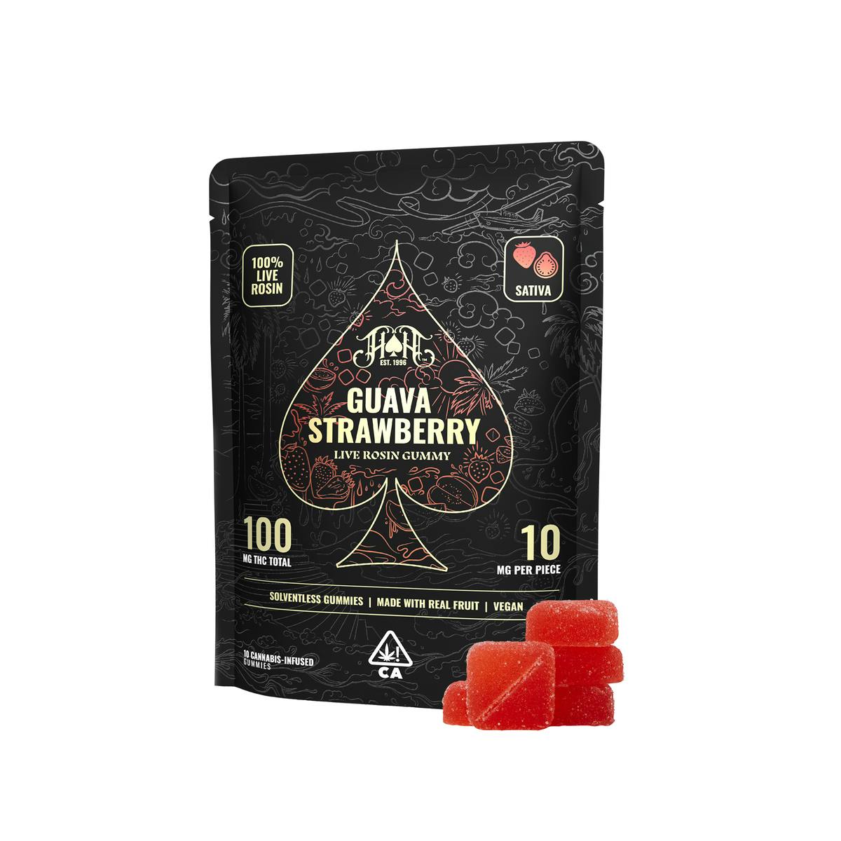 Guava Strawberry Live Rosin Gummies 100mg THC 10pk (HEAVY HITTERS)