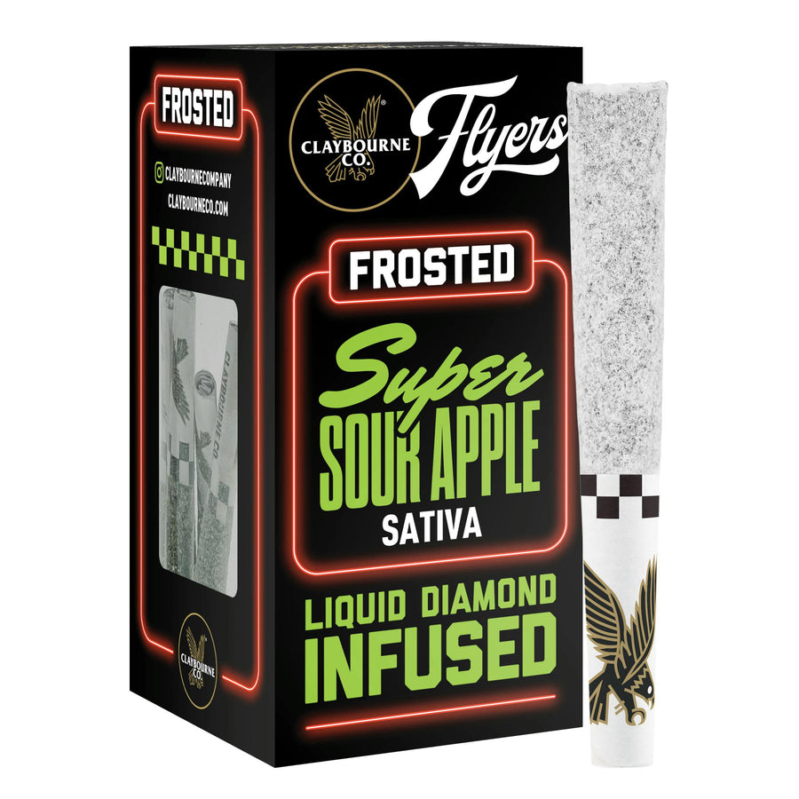 Super Sour Apple Diamond Frosted Infused Flyers Pre-Rolls 5pk 2.5g (Claybourne Co.)