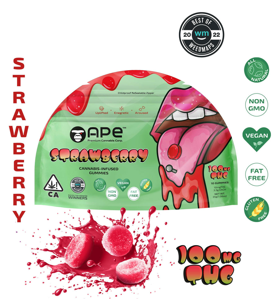 Strawberry 100MG THC Gummies (APE Premium Cannabis Corp)