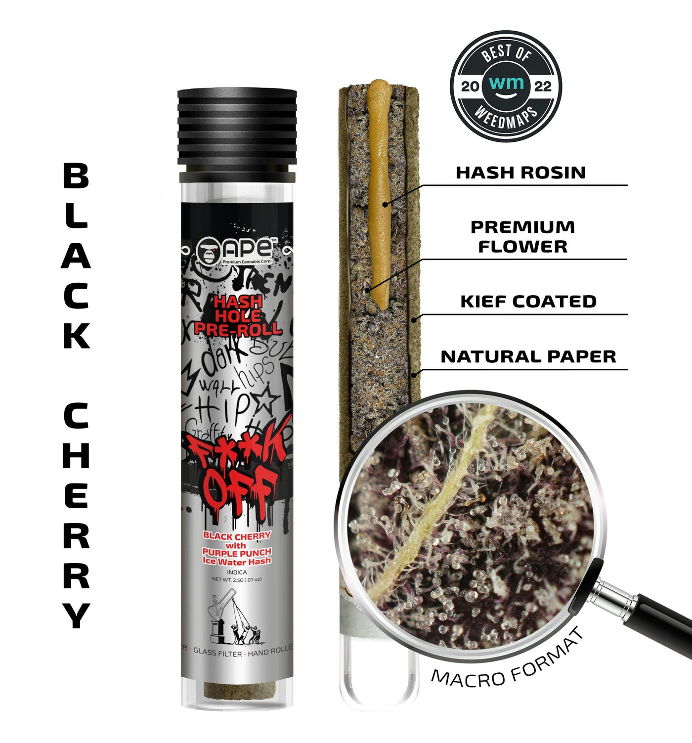 Black Cherry & Purple Punch Hash Hole Pre-Roll 2.5g (APE Premium Cannabis Corp)