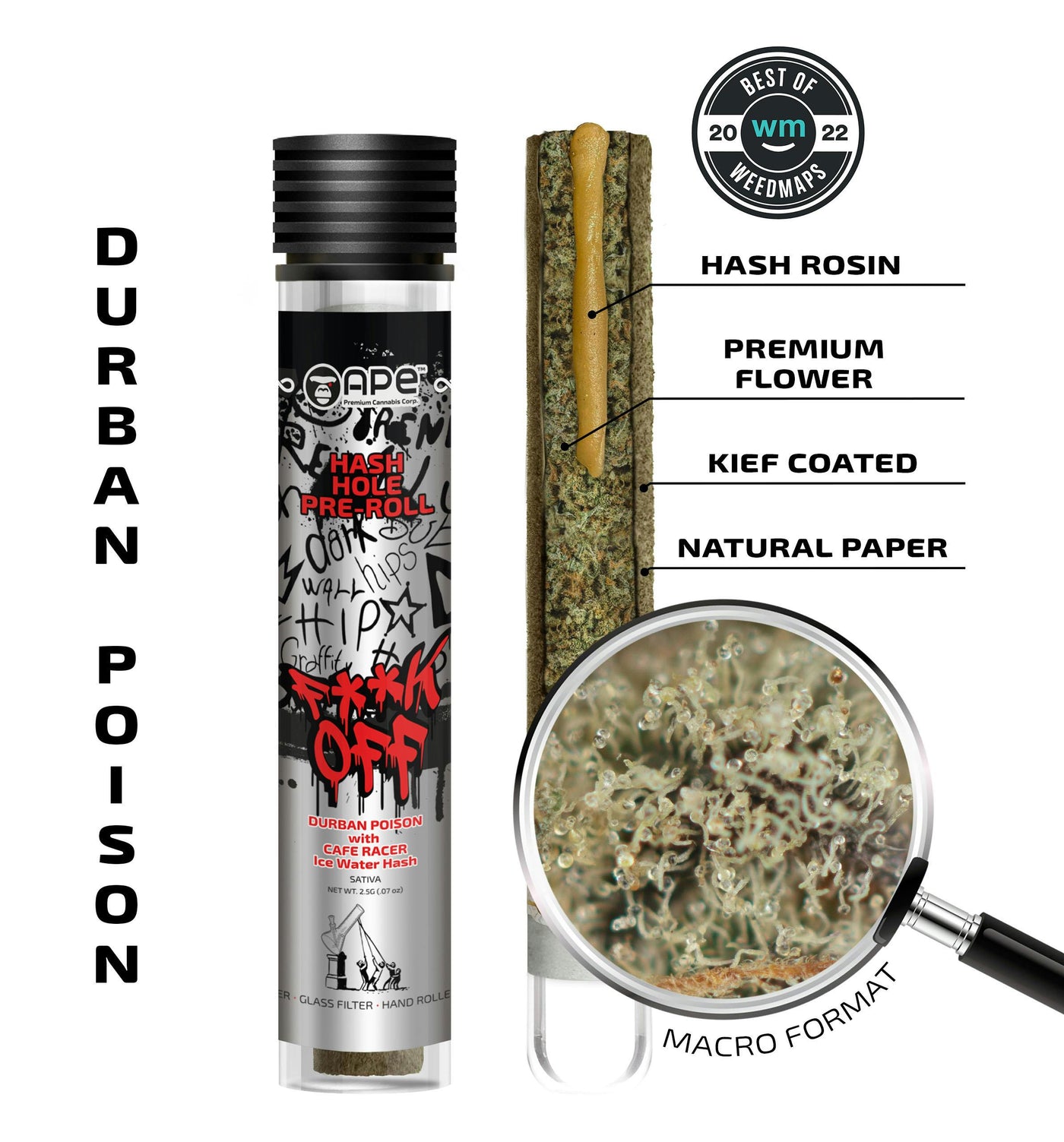 Durban Poison & Cafe Racer Hash Hole Pre-Roll 2.5g (APE Premium Cannabis Corp)