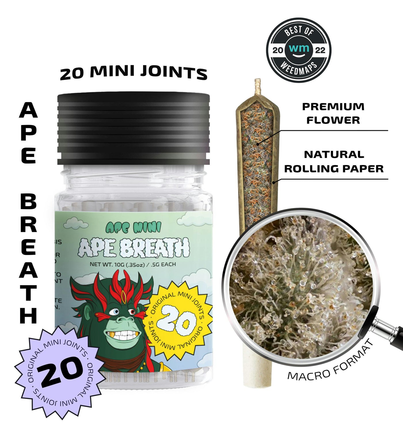 Ape Breath original mini joints 20pk (APE Premium Cannabis Corp)
