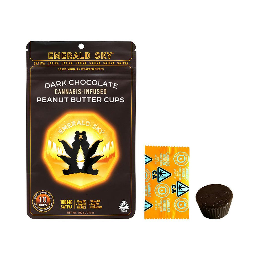 Sativa Dark Chocolate Peanut Butter Cups 10pk (Emerald Sky)