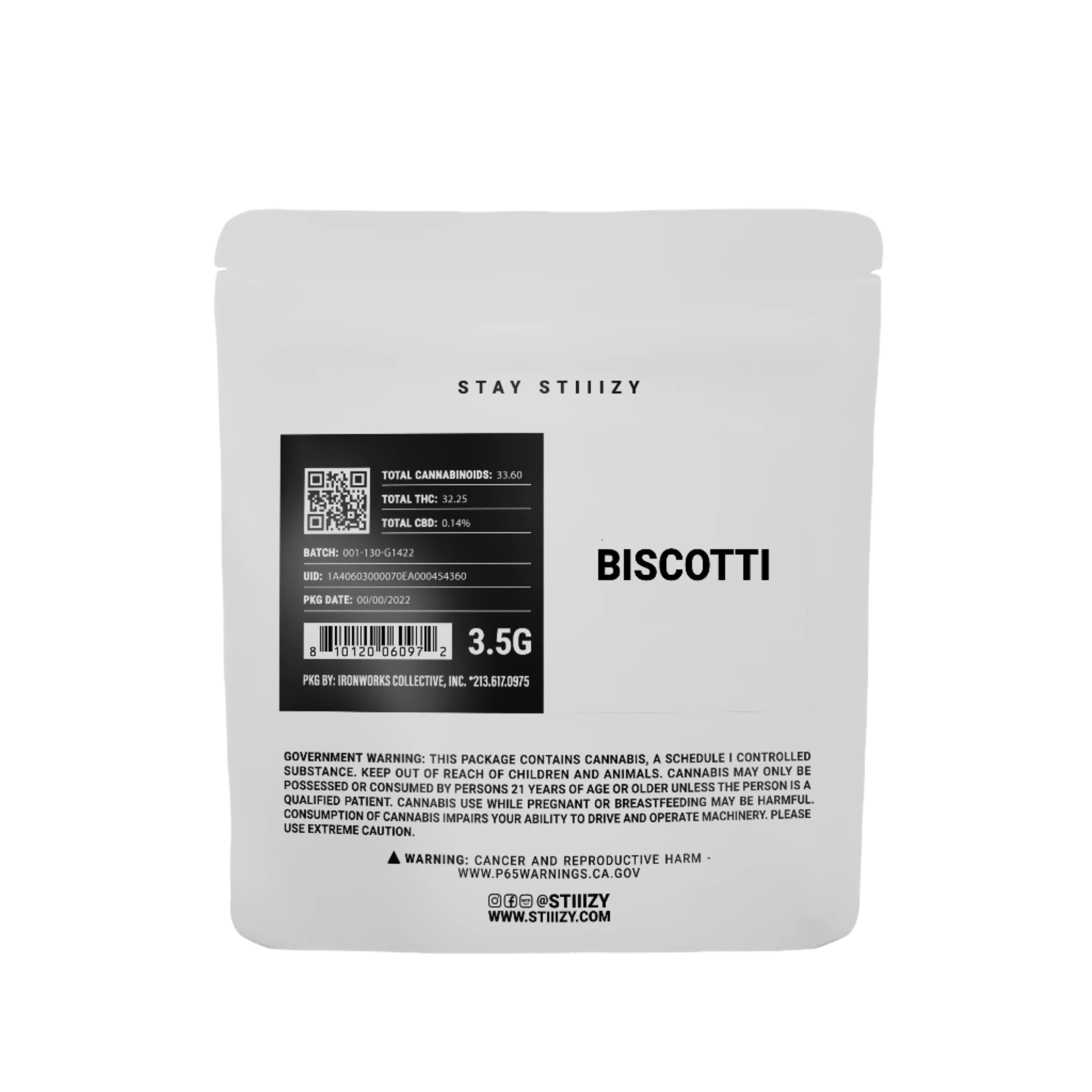 Biscotti White Label Mylar 3.5g (STIIIZY)