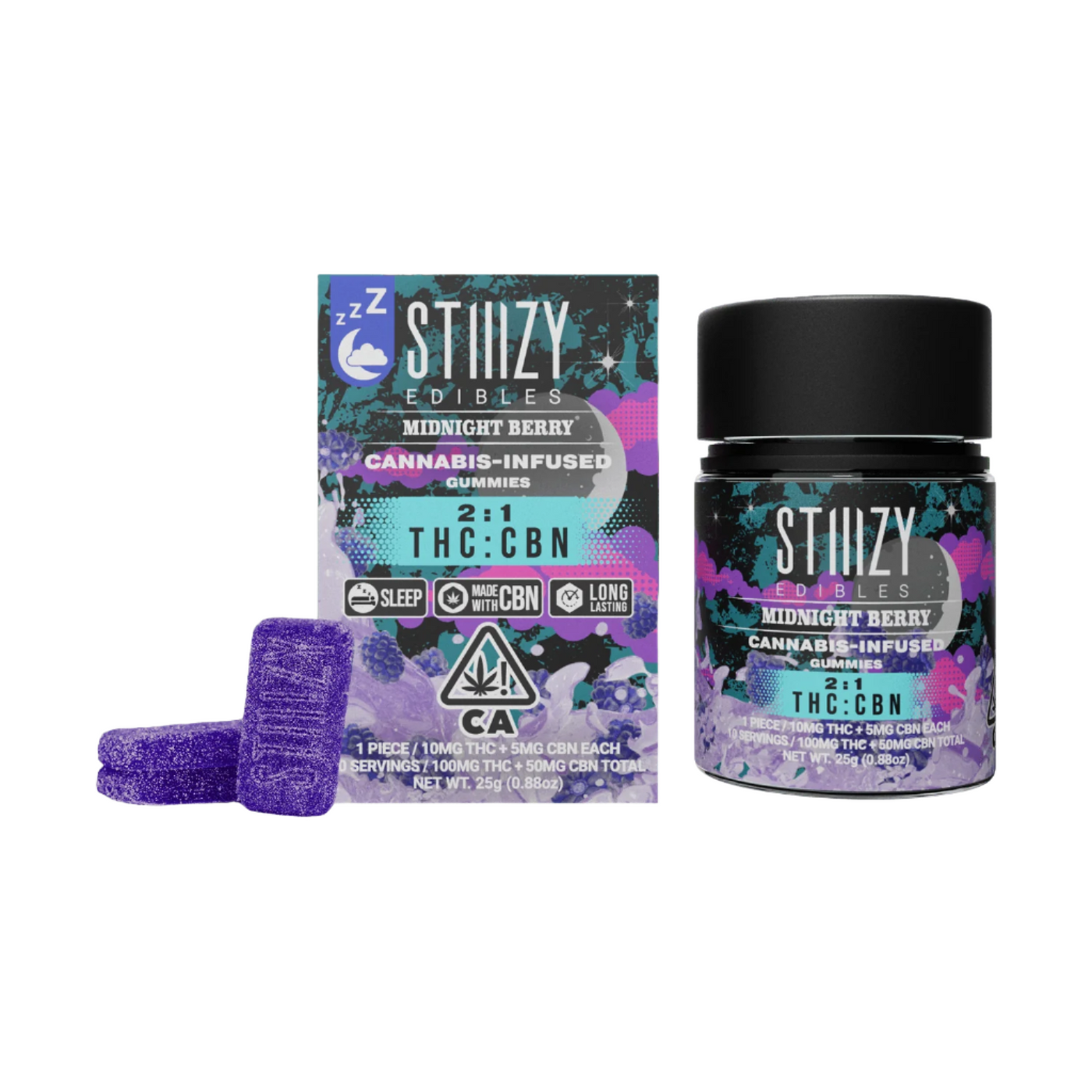 Midnight Berry Gummies 2:1 THC:CBN Edibles (STIIIZY)