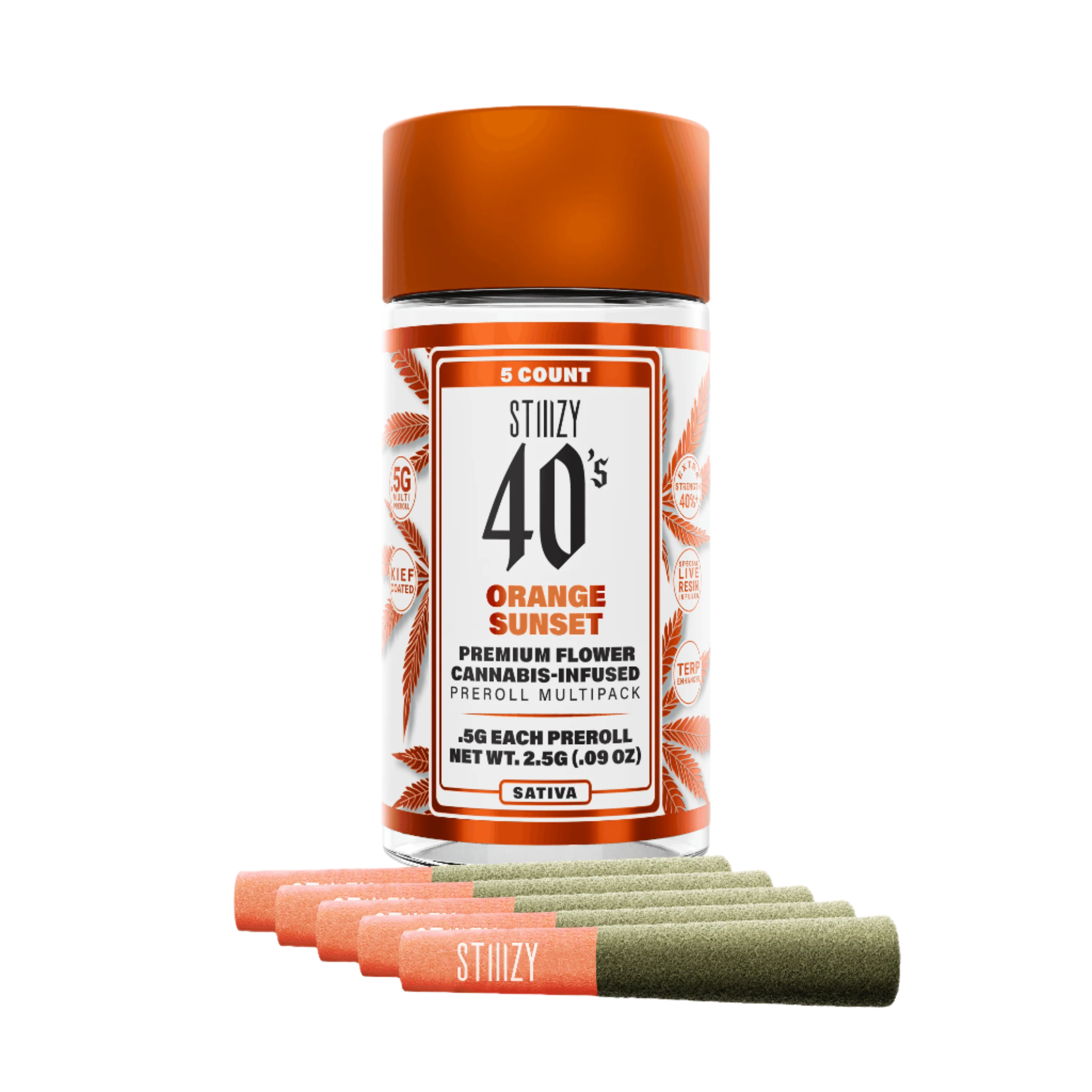 ORANGE SUNSET - .5G 40's Infused Preroll 5 Pack 2.5g (STIIIZY)