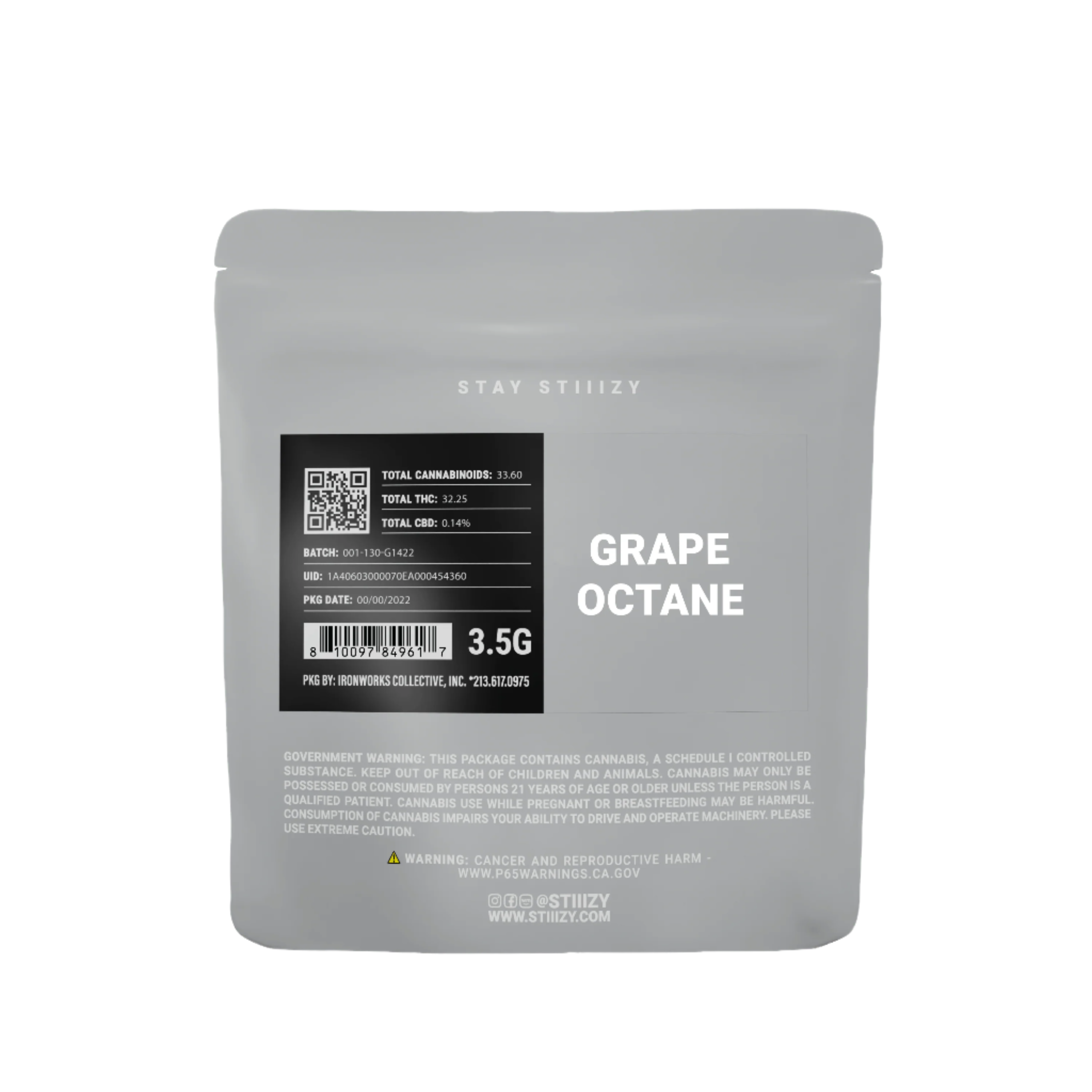 Grape Octane Grey Label Mylar 3.5g (STIIIZY)