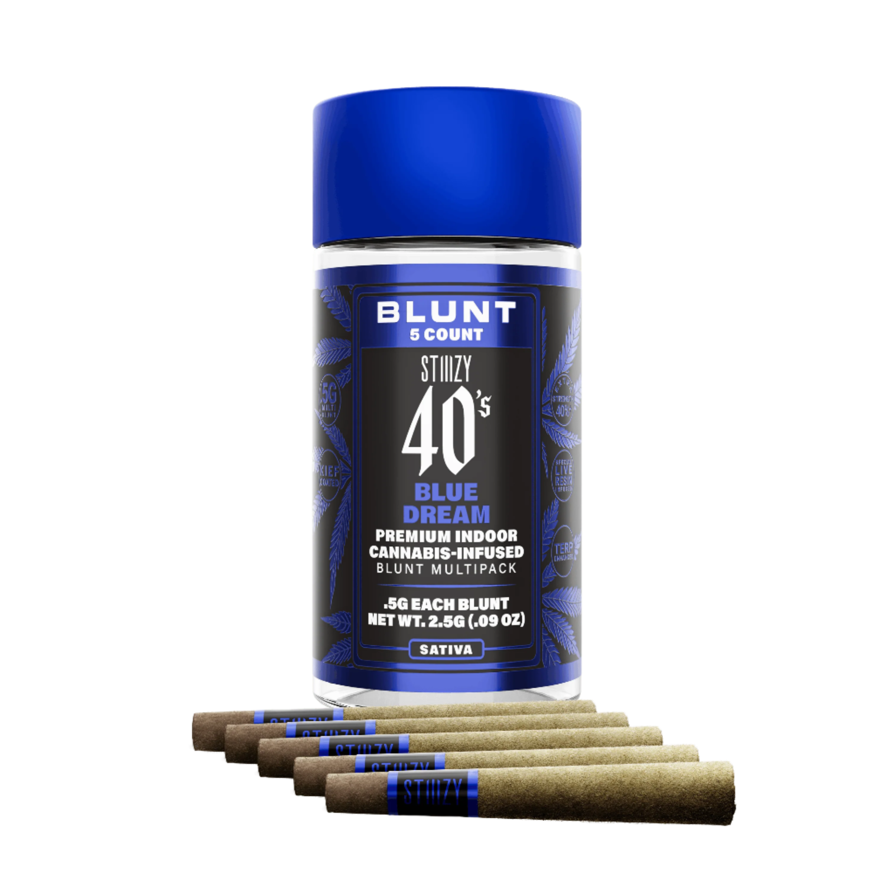 BLUE DREAM - .5G 40's Infused Mini Blunt 5 Pack	 (STIIIZY)