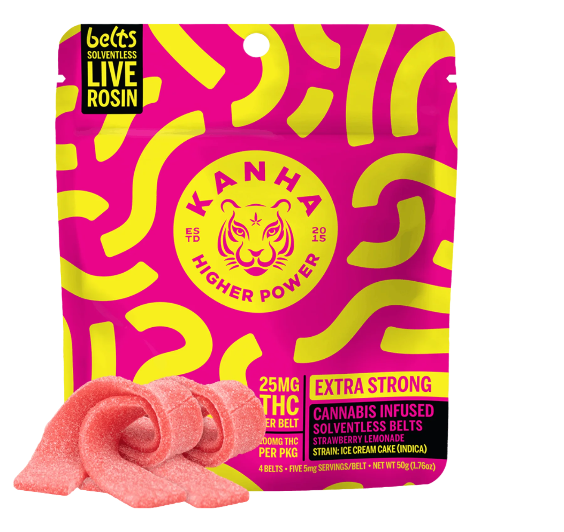 Strawberry Lemonade Live Rosin Belts 100mg THC 4pk (KANHA)