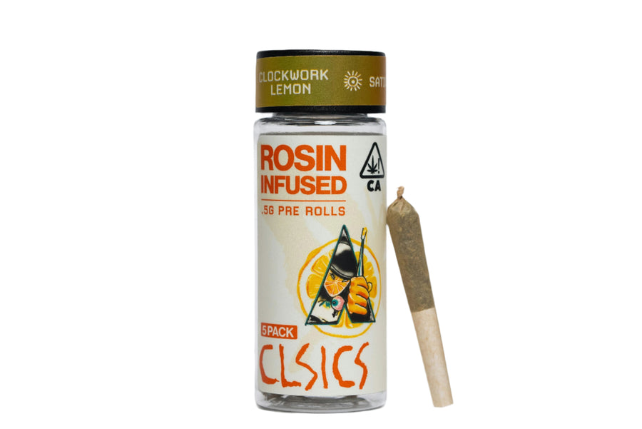 Clockwork Lemon Rosin Infused Pre Rolls 5pk 2.5g(CLSICS Rosin & Rosin Infused Pre Rolls)