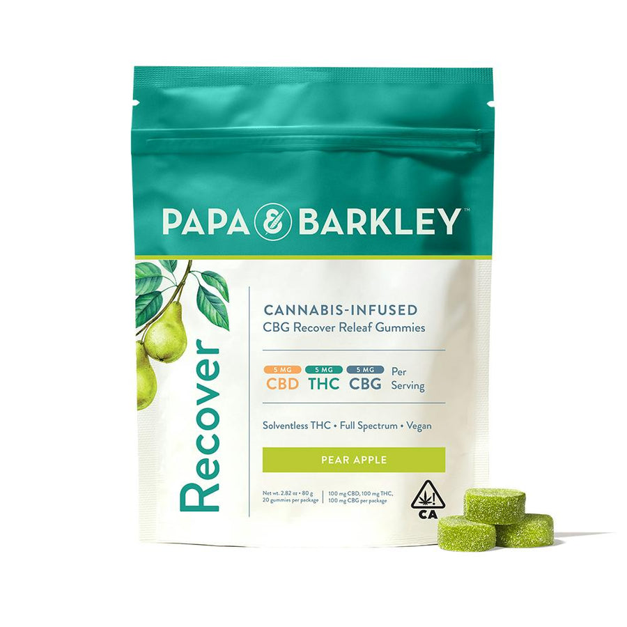 Pear Apple Releaf Gummies 20pk 100mg CBD:100mG THC:100mg CBG (Papa & Barkley)