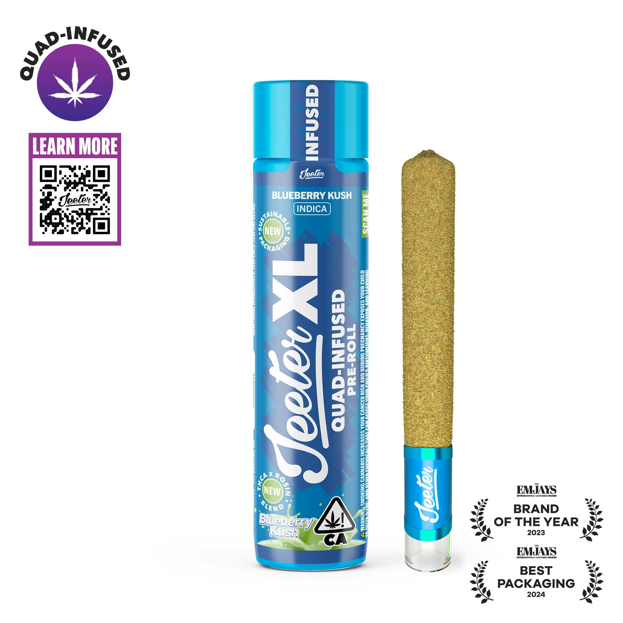 Blueberry Kush XL Quad-Infused Joint 2g (Jeeter)
