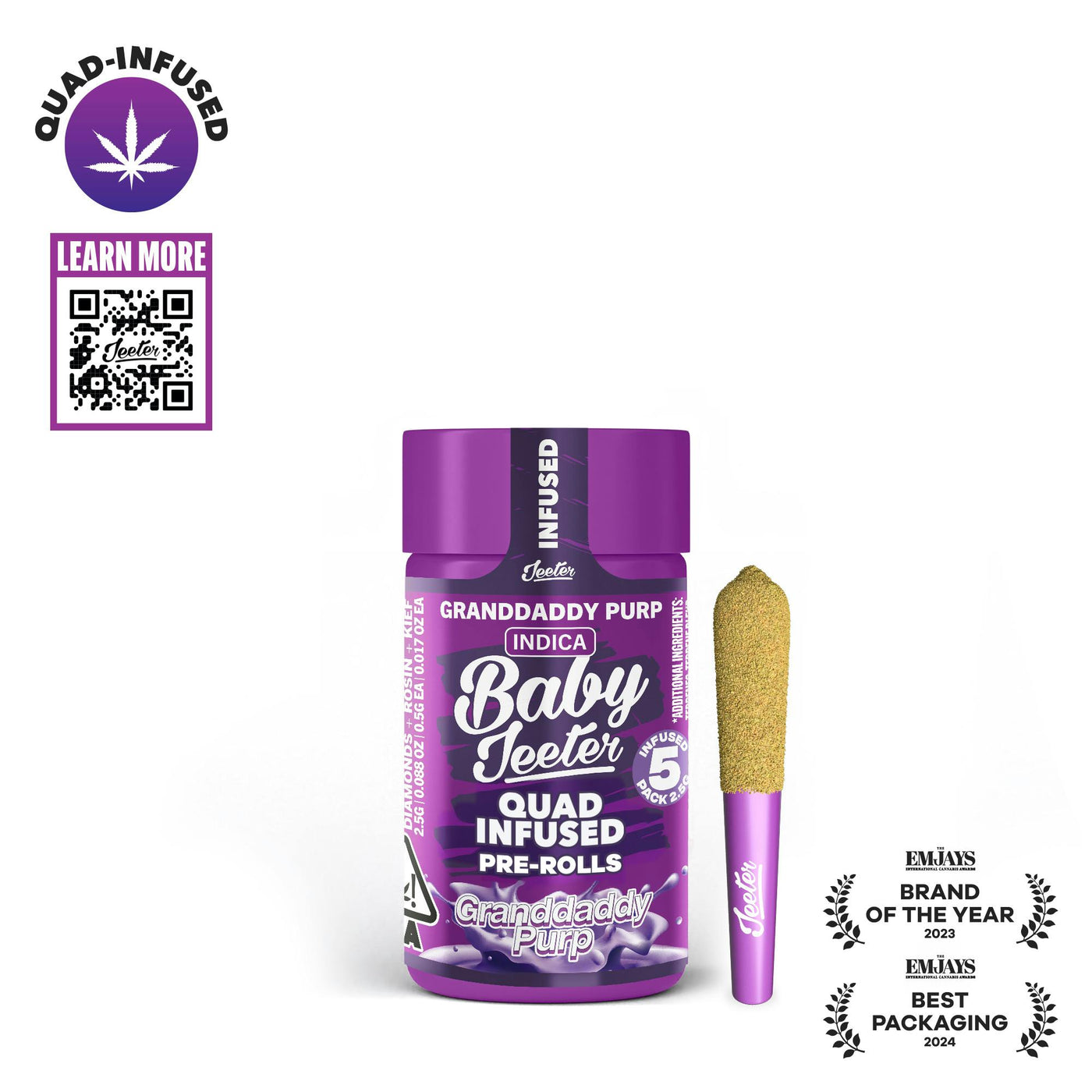 Granddaddy Purp Quad-Infused Baby Jeeter 5pk (Jeeter)