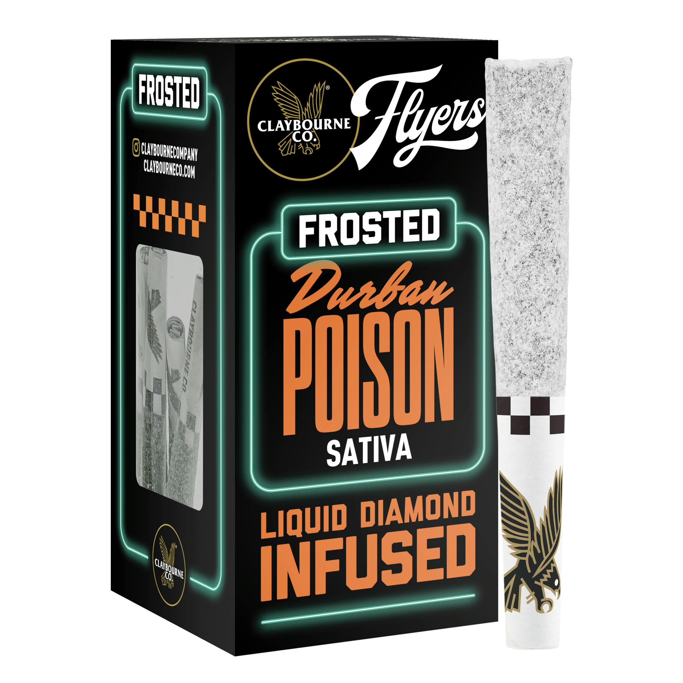 Durban Poison Diamond Frosted Infused Flyers Pre-Rolls 5pk 2.5g (Claybourne Co.)