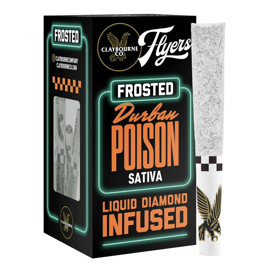 Durban Poison Diamond Frosted Infused Flyers Pre-Rolls 5pk 2.5g (Claybourne Co.)