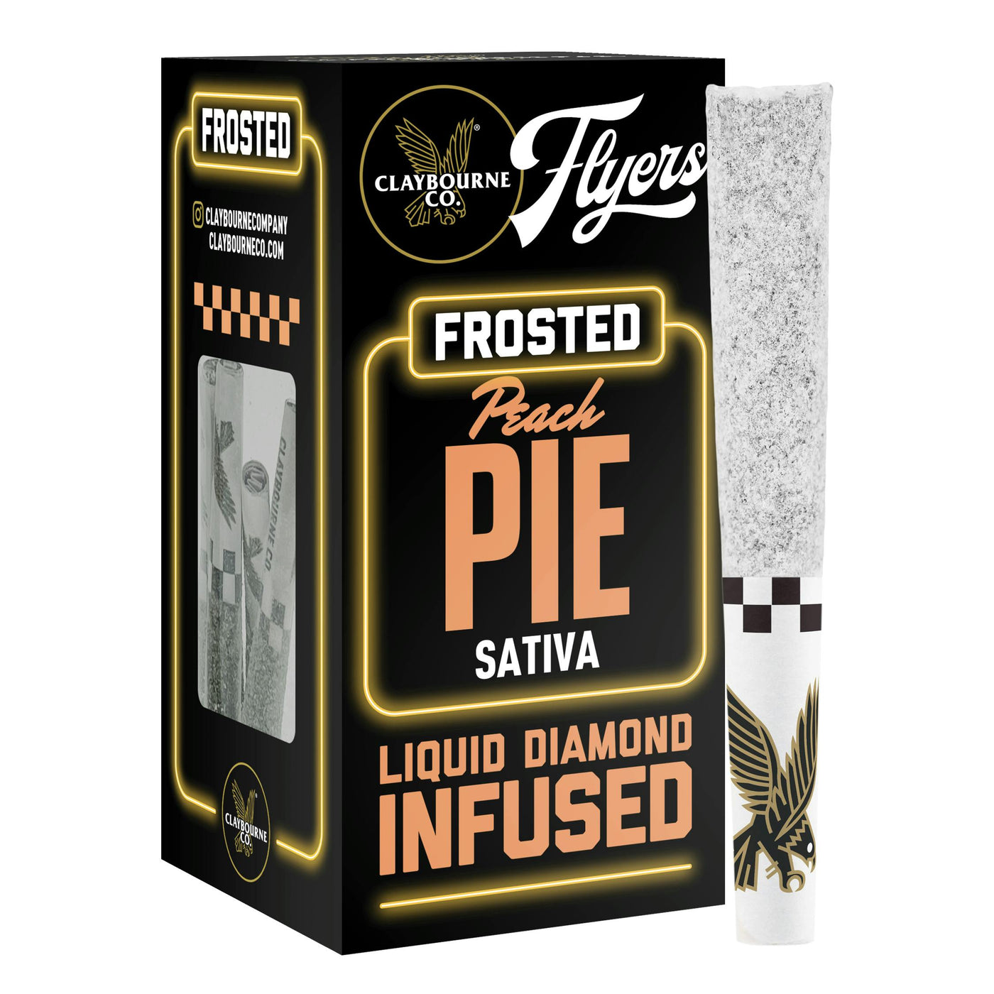 Peach Pie Diamond Frosted Infused Flyers Pre-Rolls 5pk 2.5g (Claybourne Co.)