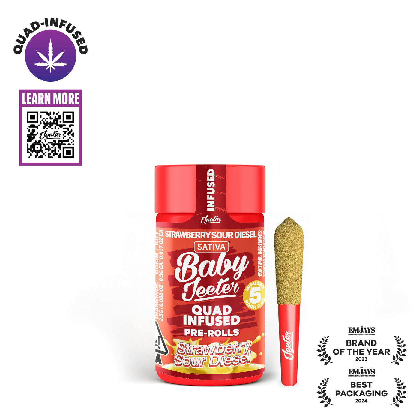 Strawberry Sour Diesel Quad-Infused Baby Jeeter 5pk (Jeeter)