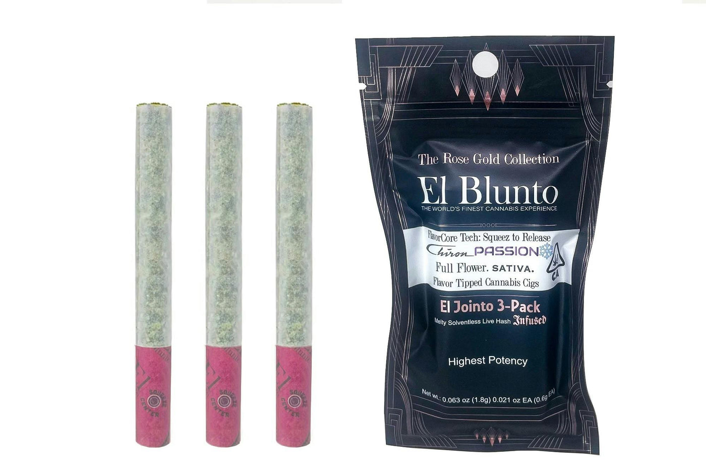 Chiron Passion El Jointo FlavorCore Diamond Infused Joint 3pk 1.8g (El Blunto by Albert Einstone's)