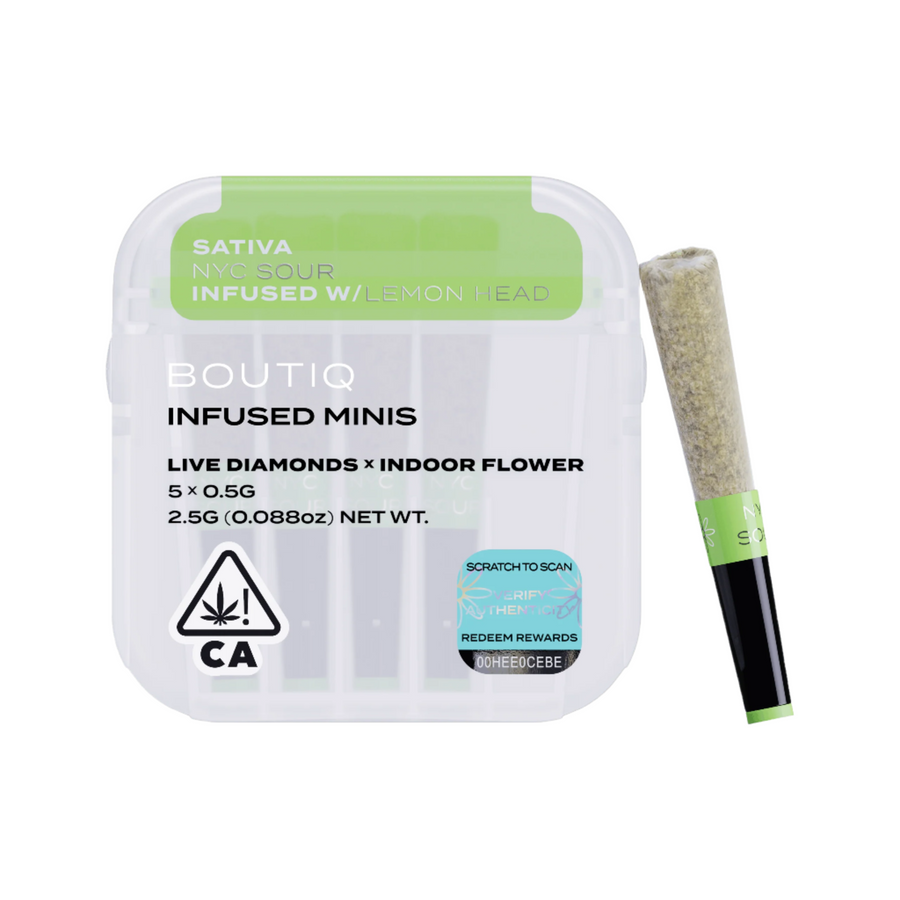 NYC Sour x Lemon Head Live Diamond Infused Pre Rolls 5pk (2.5g) (Boutiq)