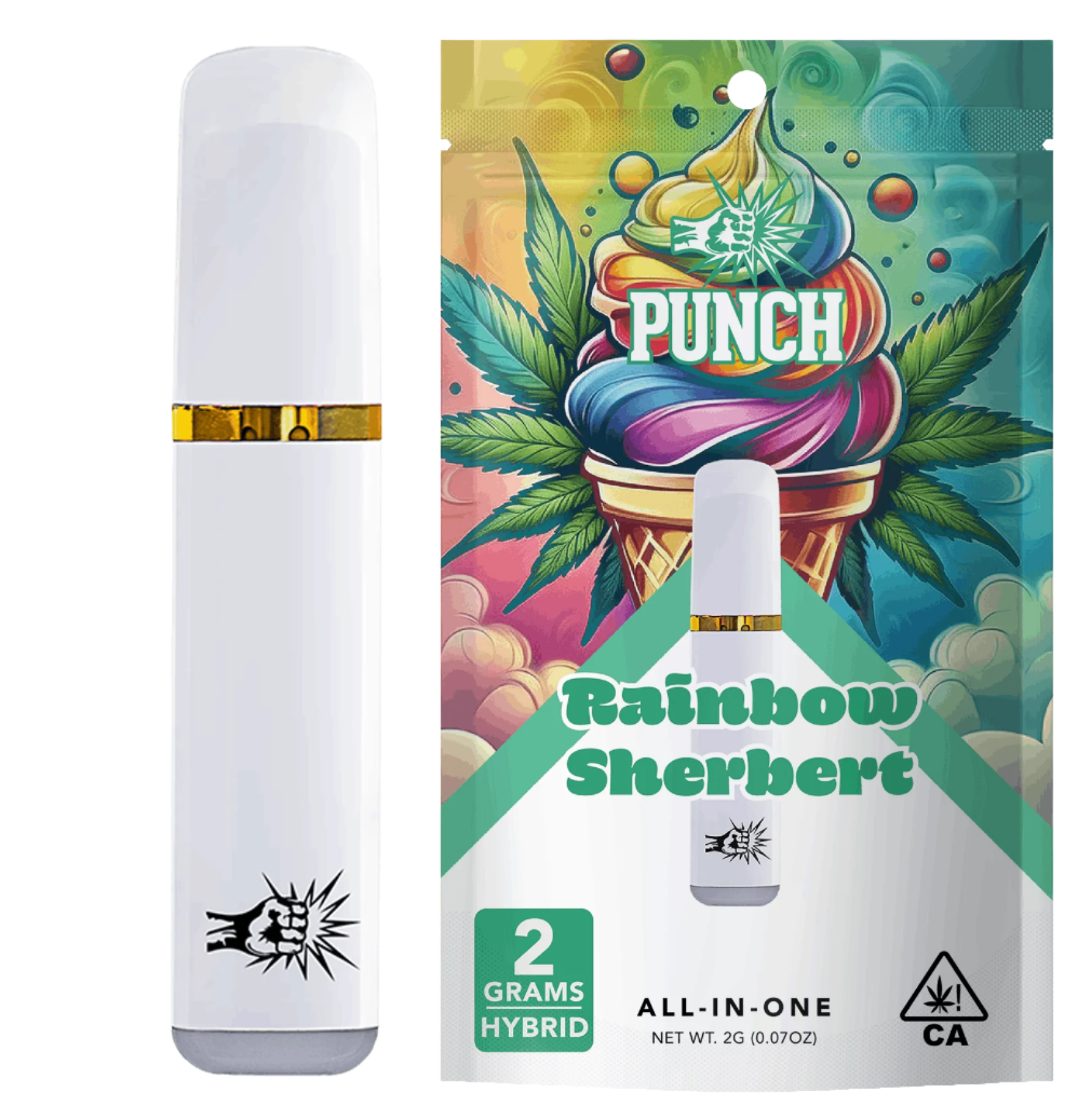Rainbow Sherbert Hybrid Distillate All in One Vape 2g (Punch Edibles & Extracts)
