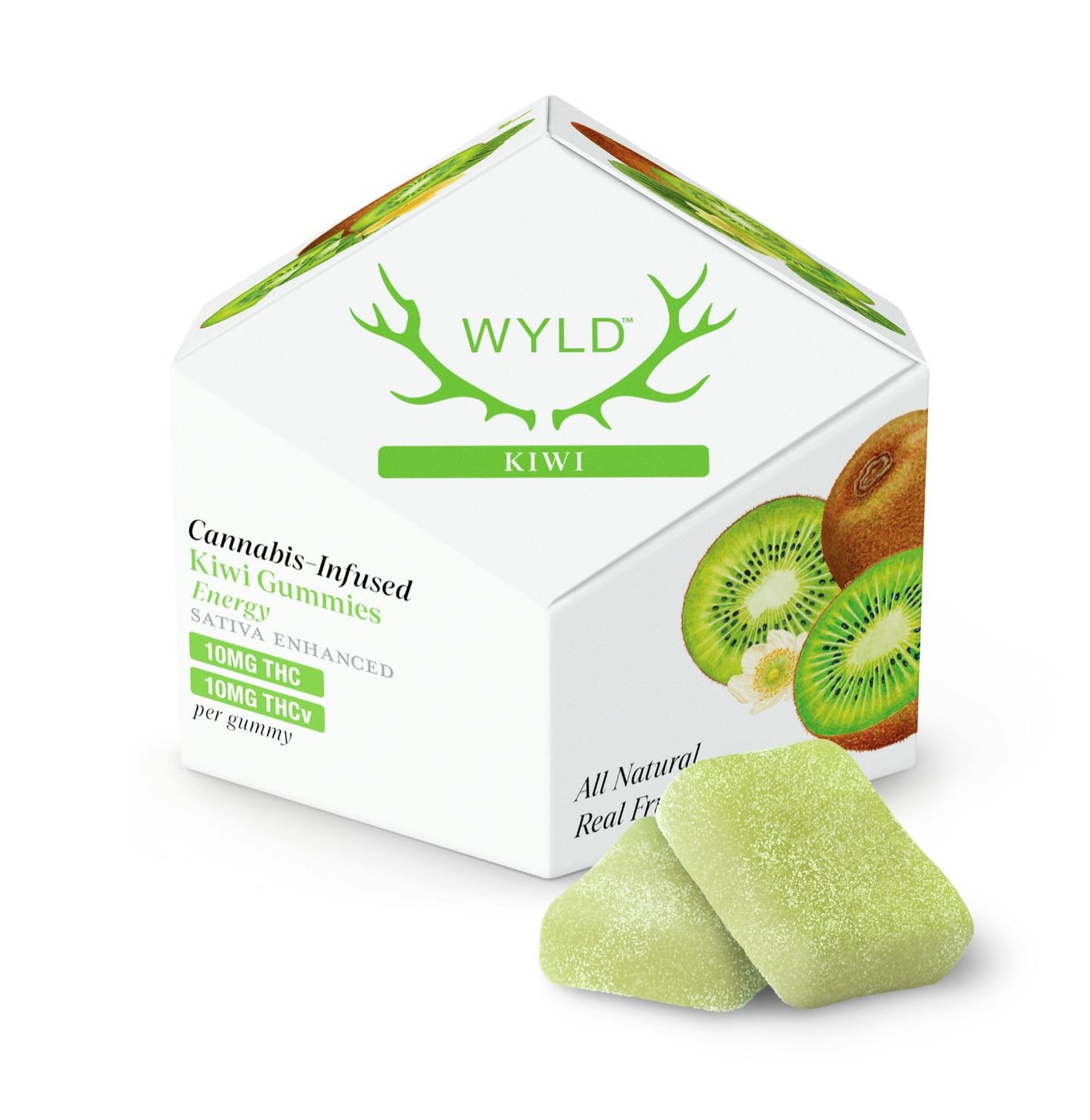 Kiwi 1:1 THCv 100:100mg + Sativa Enhanced Gummies 100:100mg (WYLD)