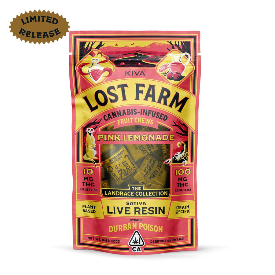 'Pink Lemonade x Durban Poison' Chew Lost Farm (Kiva Confections)