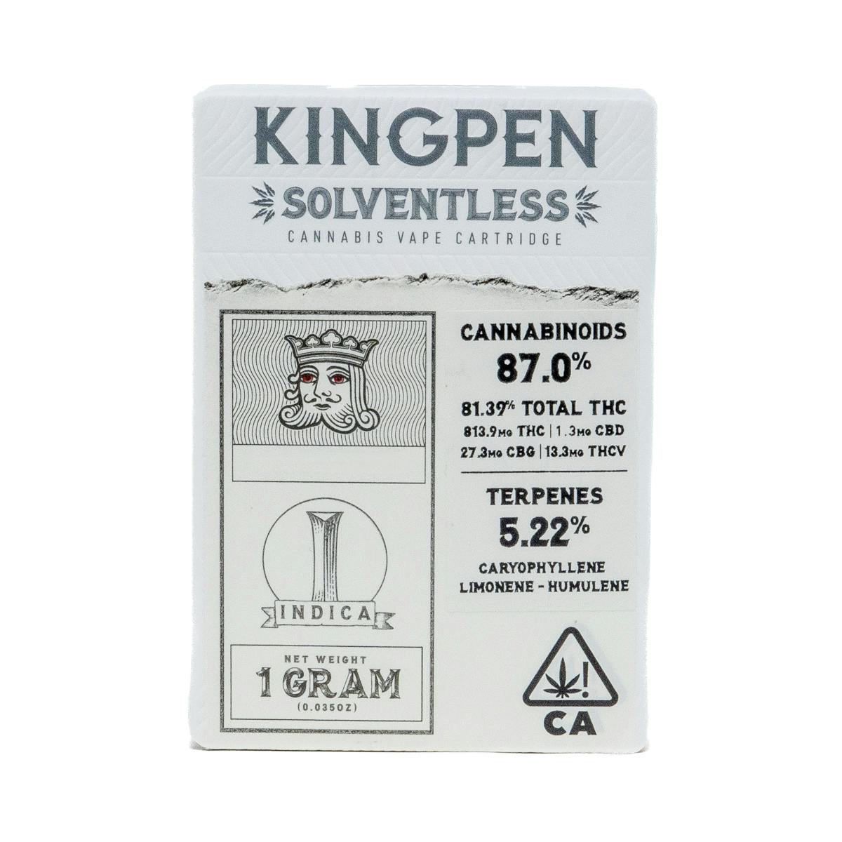 LA Kush Cake Indica Solventless Vape Cartridge 1g (KINGPEN)