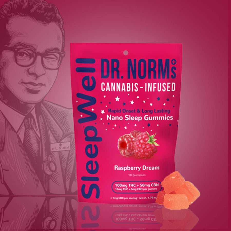 Raspberry Dream SleepWell Fast-Acting Sleep Gummies 10pk 100THC:50CBN (Dr. Norm's)