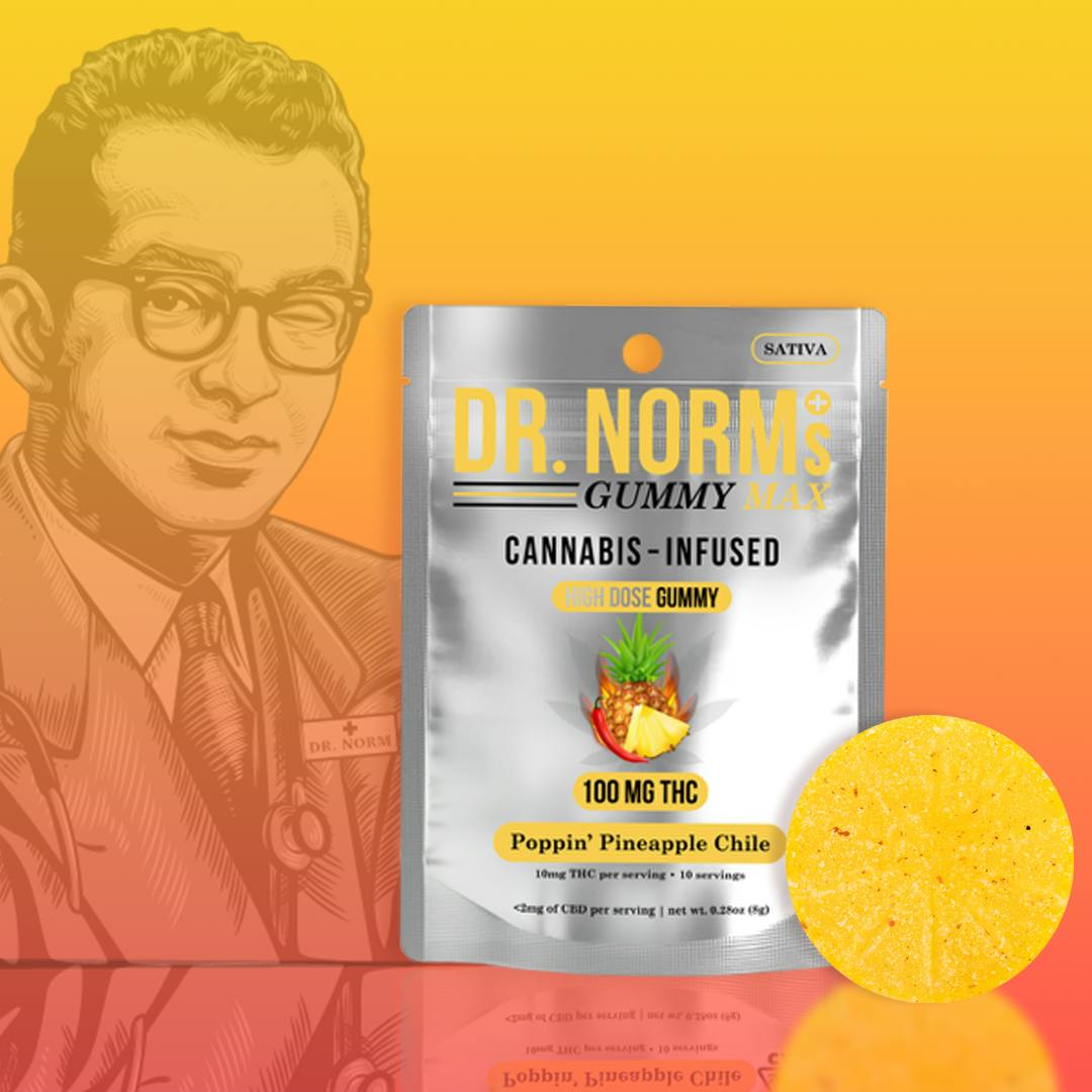 Poppin' Pineapple Chili High Dose MAX Gummy 1pc 100mg THC (Dr. Norm's)