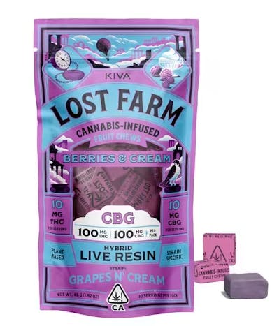 Berries & Cream 'Grapes N' Cream' Chew Lost Farm (Kiva Confections)