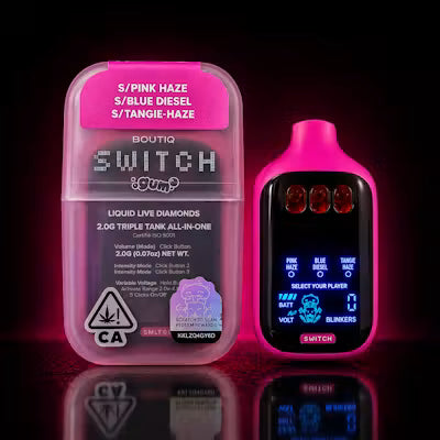 Pink Haze X Blue Diesel X Tangie Haze Switch V5 Triple Tank Liquid Live Diamonds Disposable 2g (Boutiq)