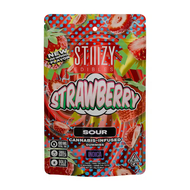 Sour Strawberry Gummies 100mg THC Edibles (STIIIZY)