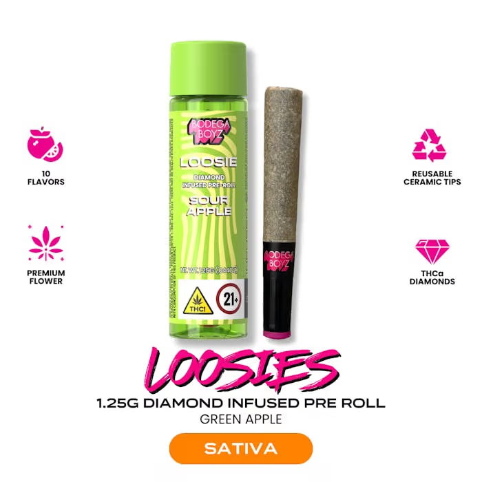 Sour Apple Loosie Diamond Infused Pre-Roll 1.25g (Bodega Boyz)