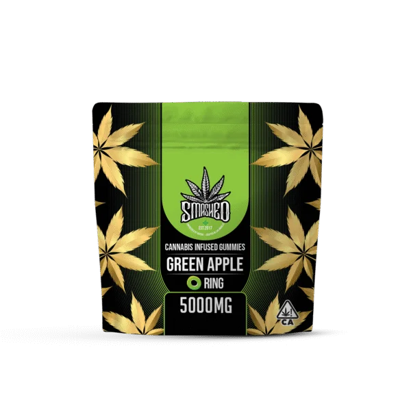 Green Apple Rings Cannabis Infused Gummies 20pk 5000mg THC (Smashed)