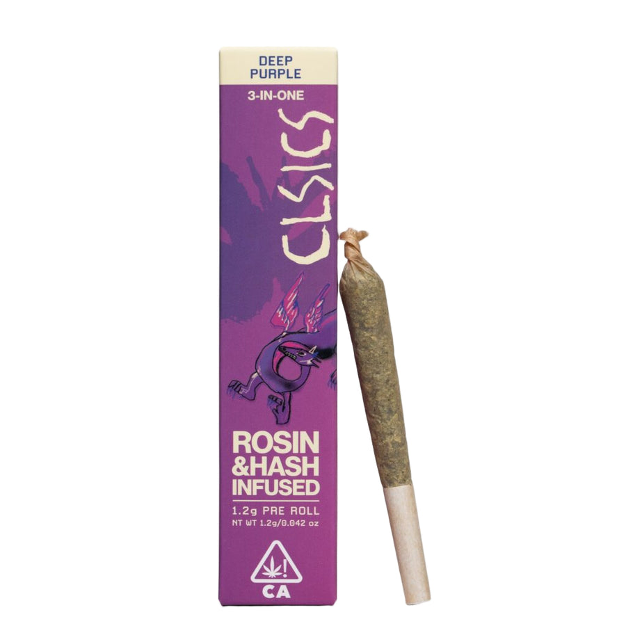 Deep Purple TRIFECTA Hash/Rosin/Flower Pre Roll 1.2g (CLSICS Rosin & Rosin Infused Pre Rolls)