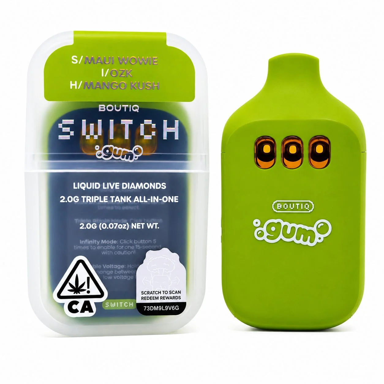 Maui Wowie X OZK X Mango Kush Switch V5 Triple Tank Liquid Live Diamonds Disposable 2g (Boutiq)
