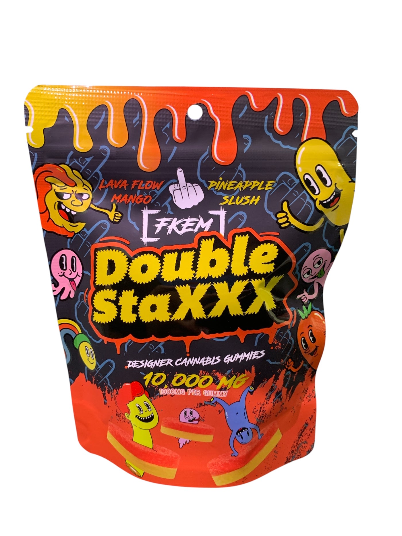 Double StaXXX Lava Flow Mango X Pineapple Slush Cannabis Gummies 10pk 10,000mg THC (FKEM EDIBLES)