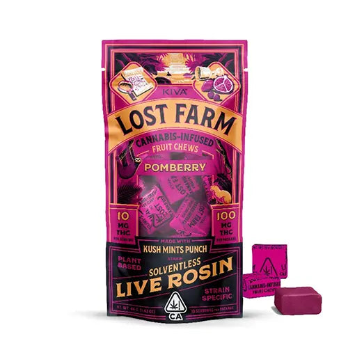 Pomberry 'Kush Mints Punch' Chew Lost Farm 100mg (Kiva Confections)