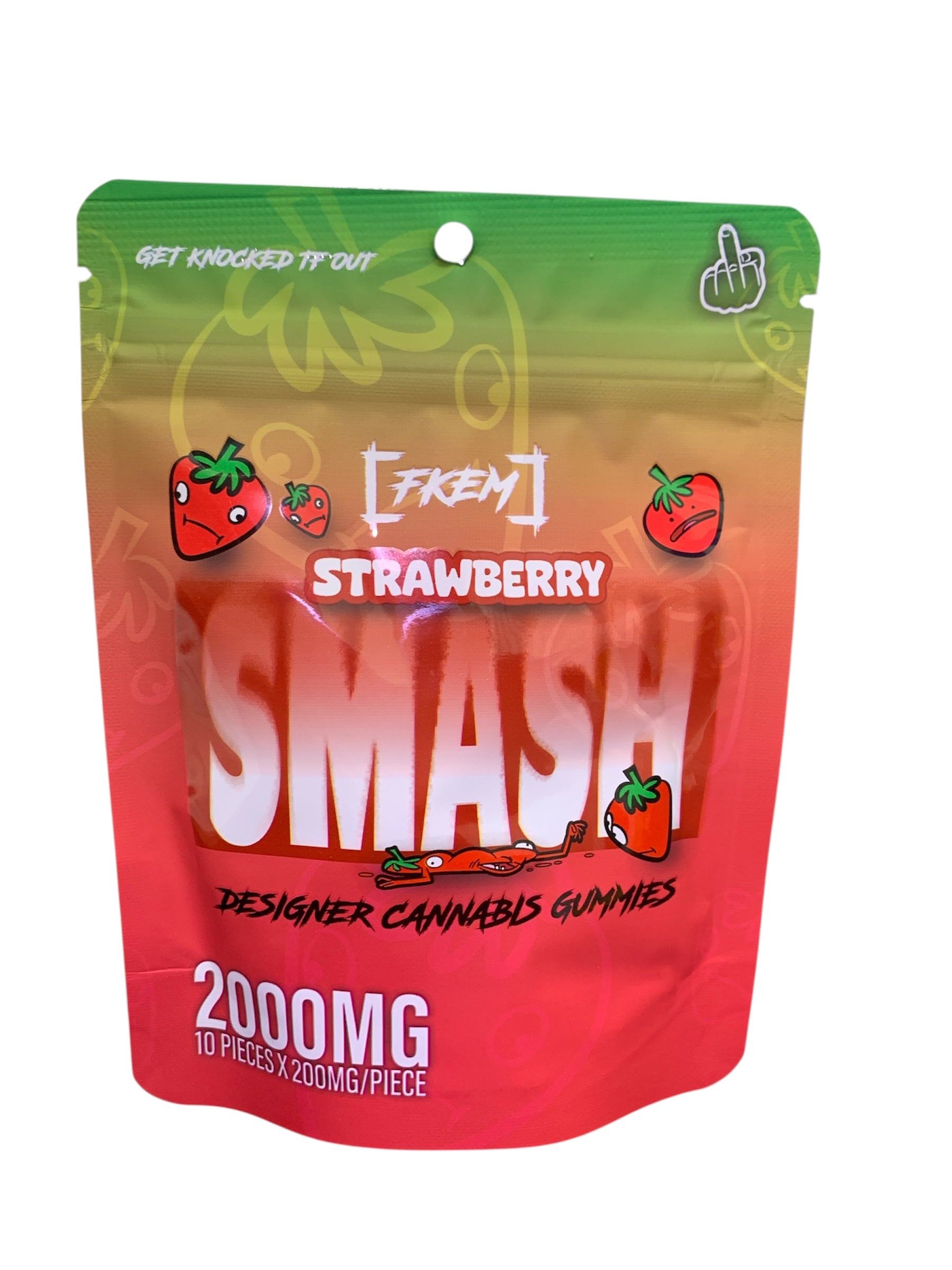 Strawberry Smash Designer Cannabis Gummies 10pk 2000mg THC (FKEM EDIBLES)
