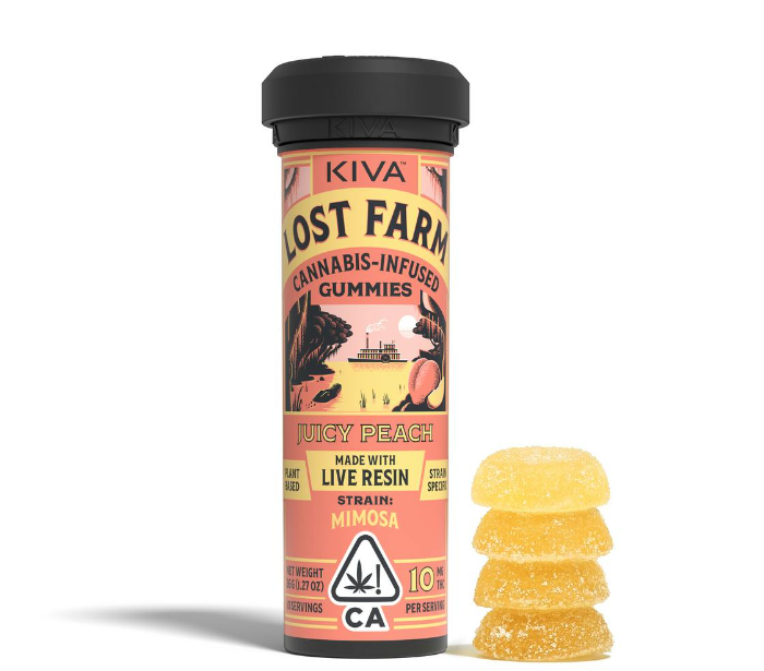 Juicy Peach x 'Mimosa' Gummies Lost Farm Juicy  (Kiva Confections)