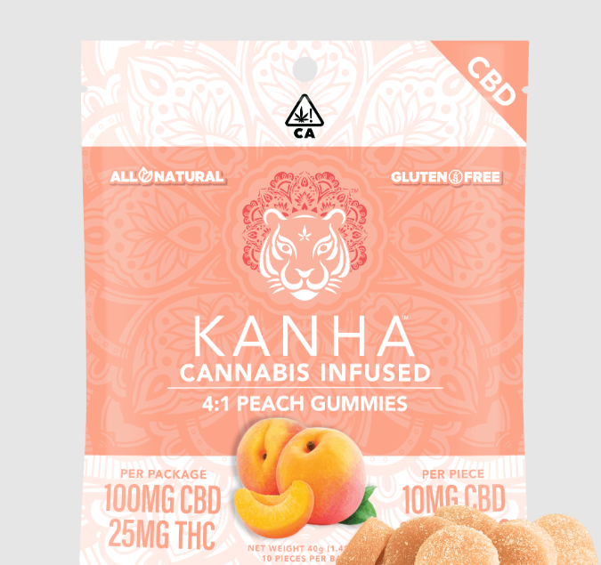 Peach |4:1 CBD:THC | 100mg CBD/25mg THC | 10-pack (KANHA)