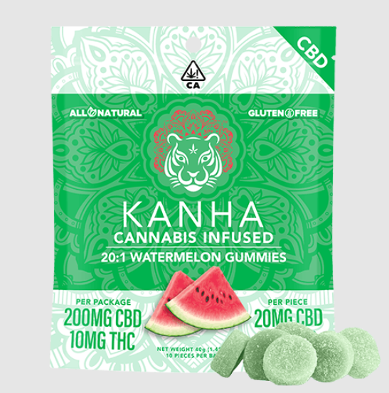 Watermelon | 20:1 CBD:THC |200mg CBD/10mg THC | 10-pack (KANHA)