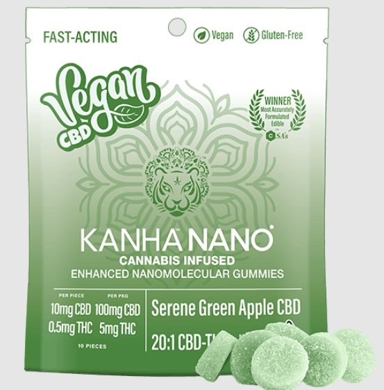 Serene Green Apple CBD | VEGAN NANO 20:1 | 100mg CBD/5mg THC (KANHA)