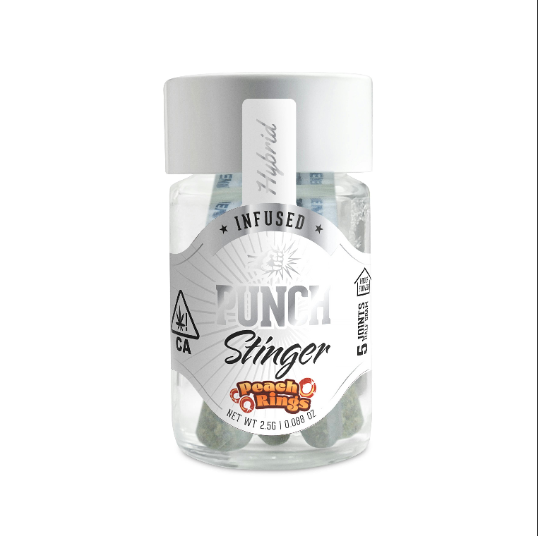 Peach Ringz Punch Stingers Prerolls 5pk 2.5g (Punch Edibles & Extracts)